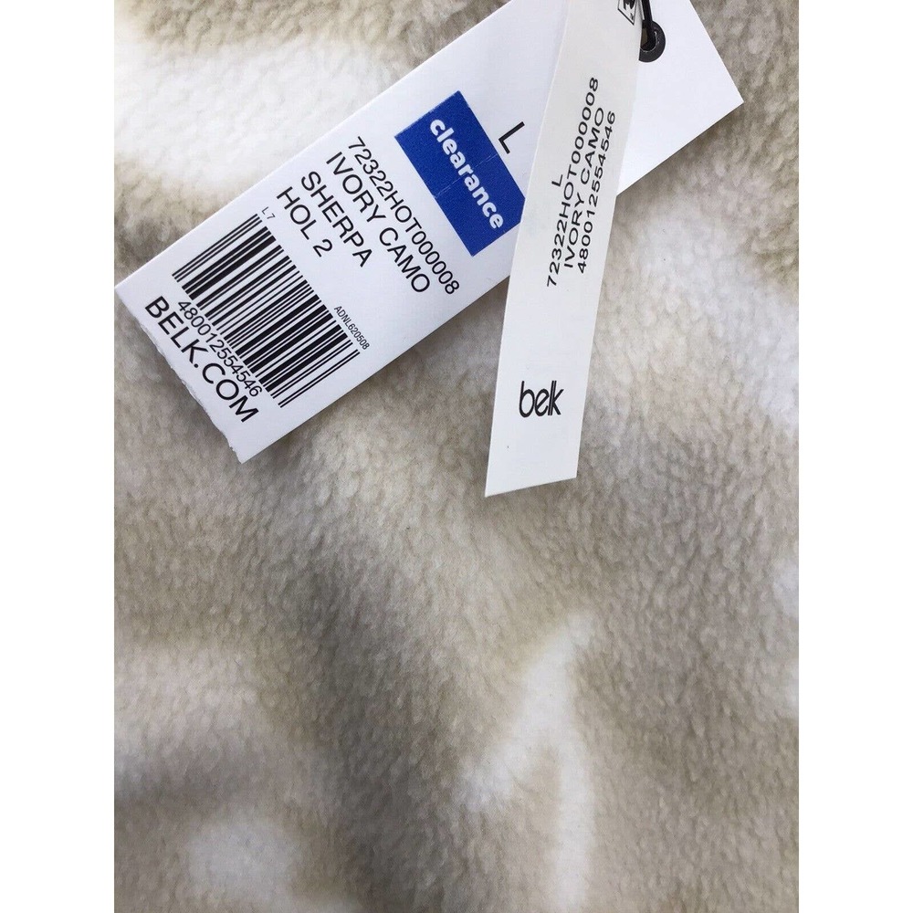 Zelos NWT 1/2 Zip Sherpa Ribbed Hem Pullover Size Large Ivory Camo - Picture 12 of 12